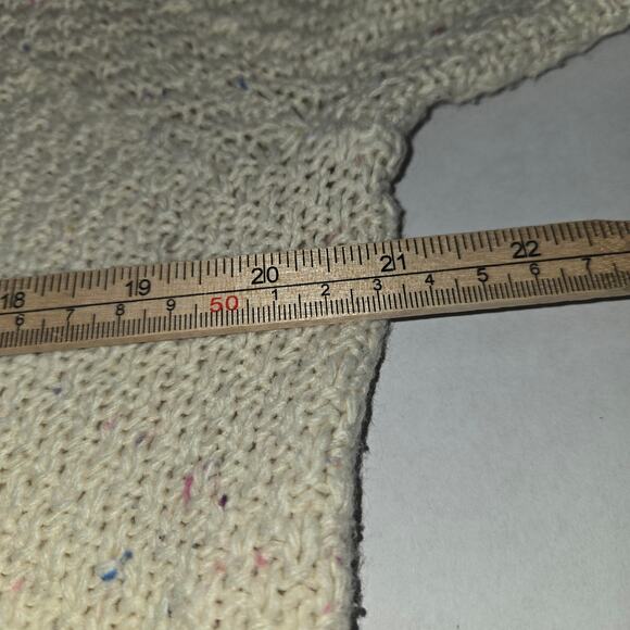 Hem & Thread Cable Knit Sweater Medium Cream Flecked Aran Style Neutral Cozy - Picture 8 of 9